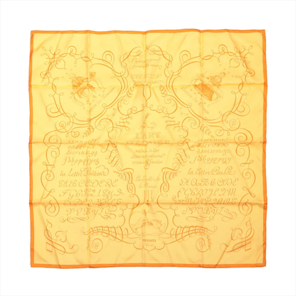 Hermès Carré 90 "L'ART D'ECRIRE" Mouchoir en soie en Jaune