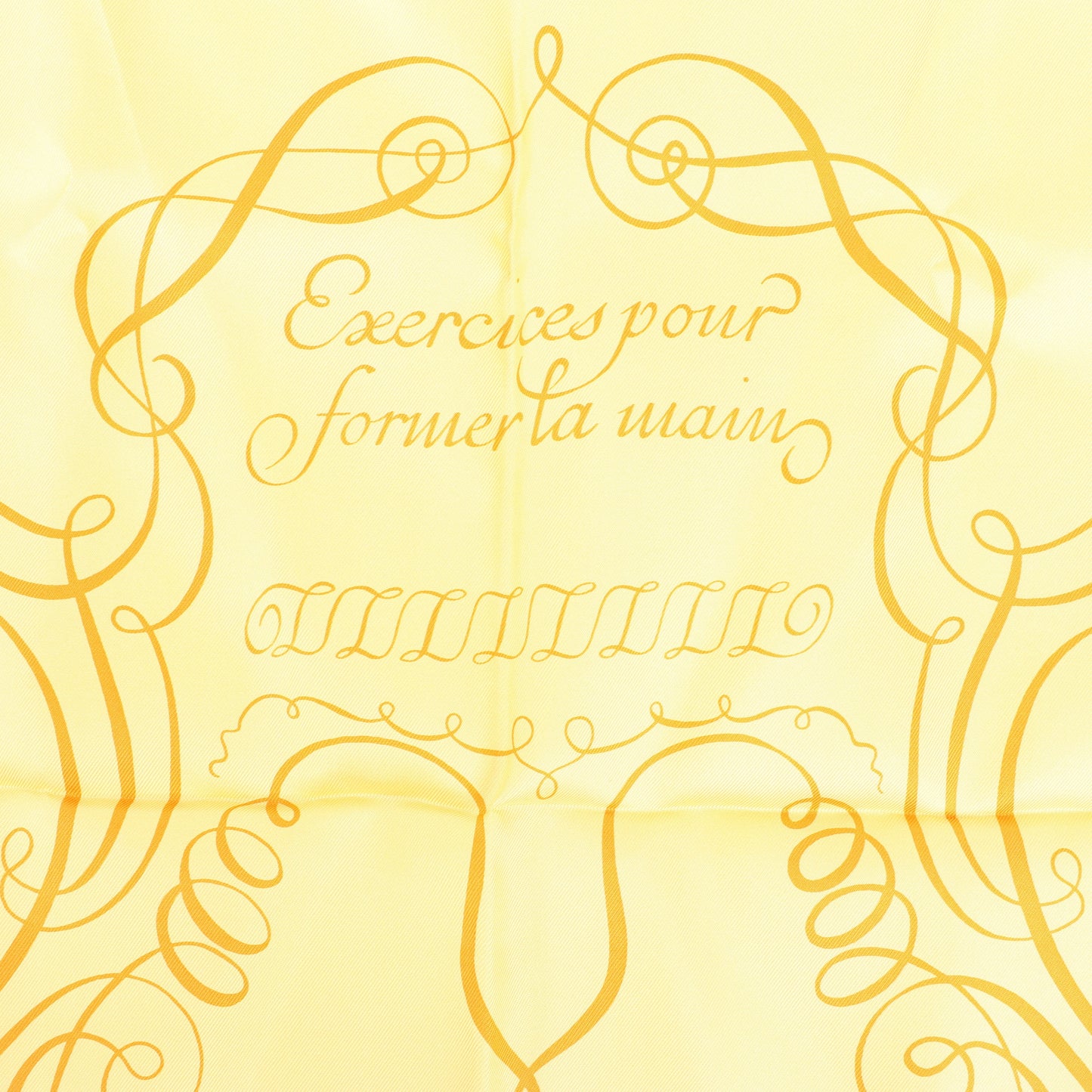 Hermès Carré 90 "L'ART D'ECRIRE" Silk handkerchief in Yellow