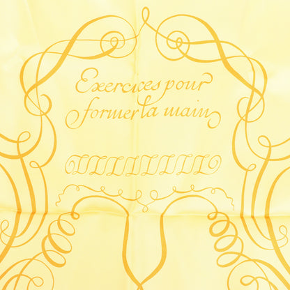 Hermès Carré 90 "L'ART D'ECRIRE" Silk handkerchief in Yellow