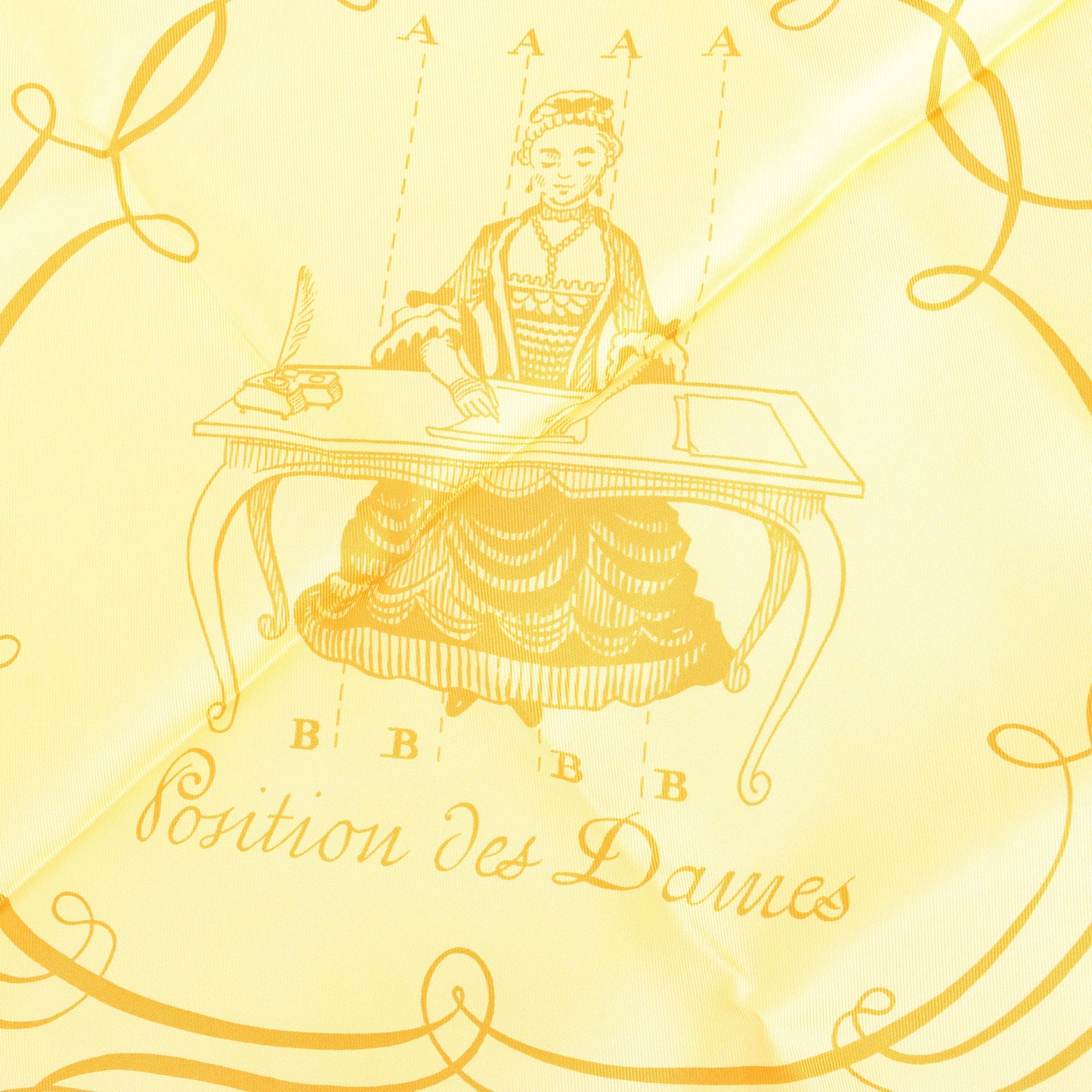 Hermès Carré 90 "L'ART D'ECRIRE" Silk handkerchief in Yellow