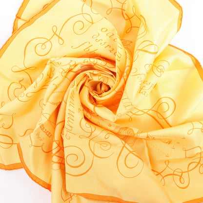 Hermès Carré 90 "L'ART D'ECRIRE" Silk handkerchief in Yellow