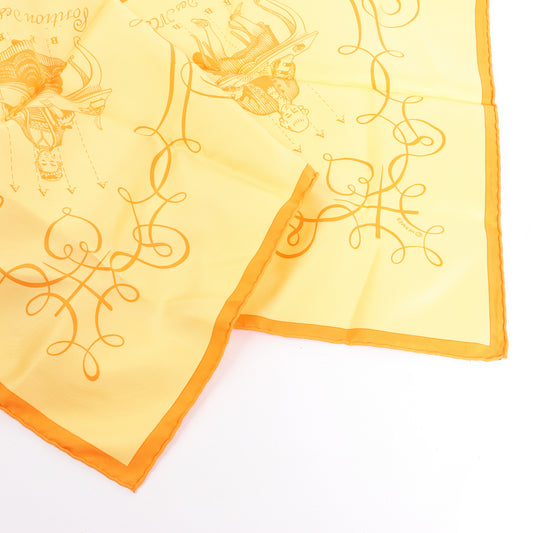 Hermès Carré 90 "L'ART D'ECRIRE" Silk handkerchief in Yellow