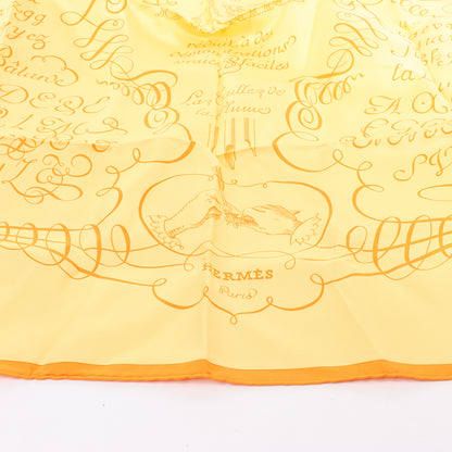 Hermès Carré 90 "L'ART D'ECRIRE" Mouchoir en soie en Jaune