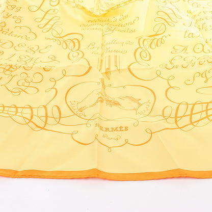 Hermès Carré 90 "L'ART D'ECRIRE" Silk handkerchief in Yellow