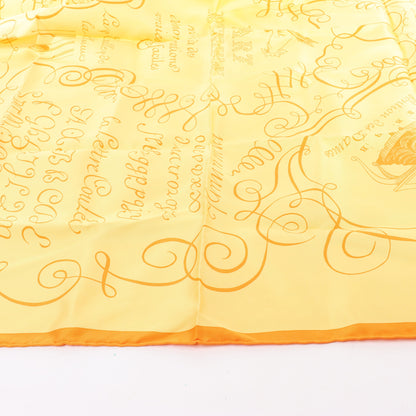 Hermès Carré 90 "L'ART D'ECRIRE" Silk handkerchief in Yellow