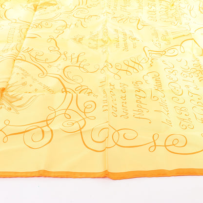Hermès Carré 90 "L'ART D'ECRIRE" Silk handkerchief in Yellow