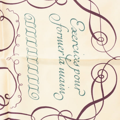 Hermès Carré 90 "L'ART D'ECRIRE" Silk handkerchief in Beige