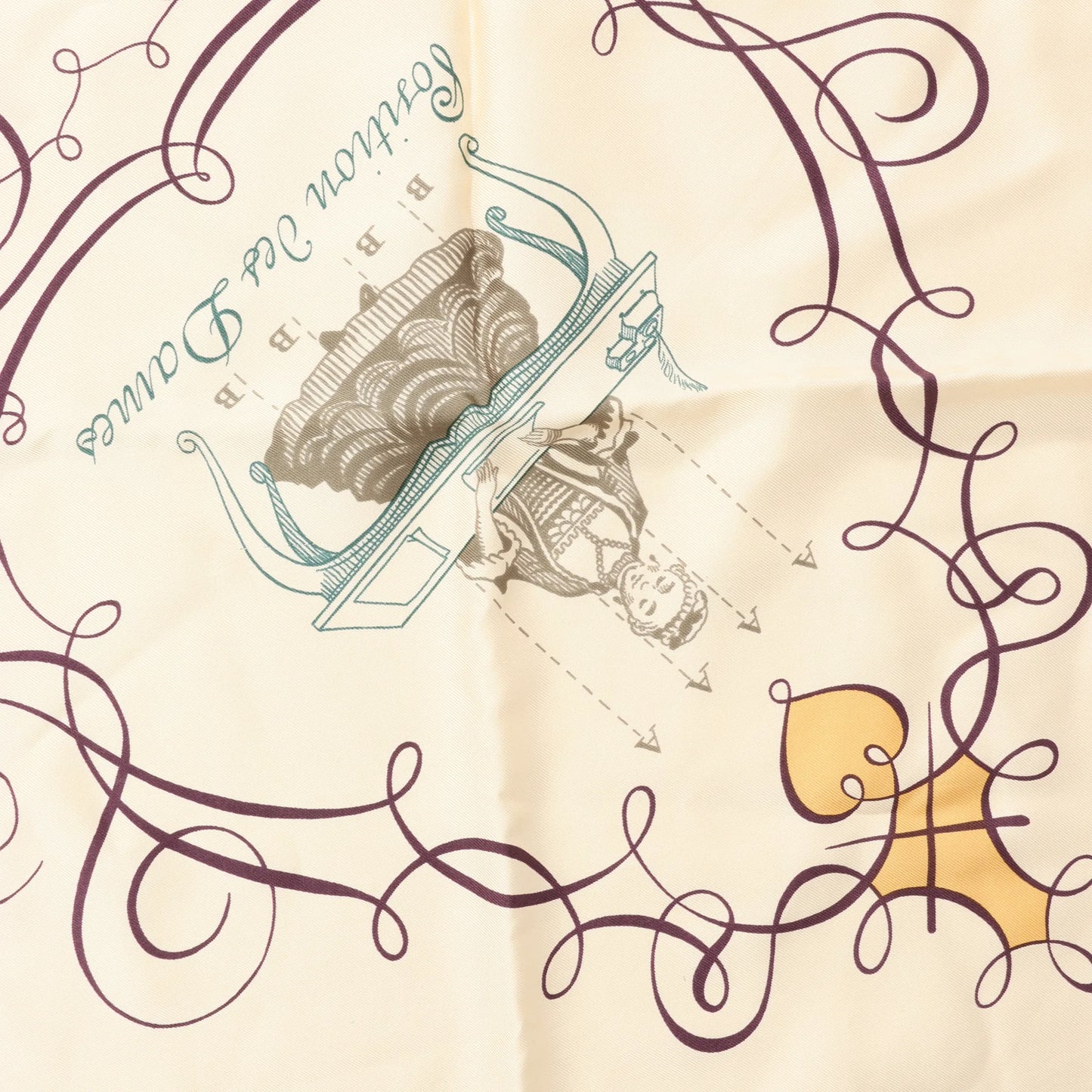 Hermès Carré 90 "L'ART D'ECRIRE" Silk handkerchief in Beige