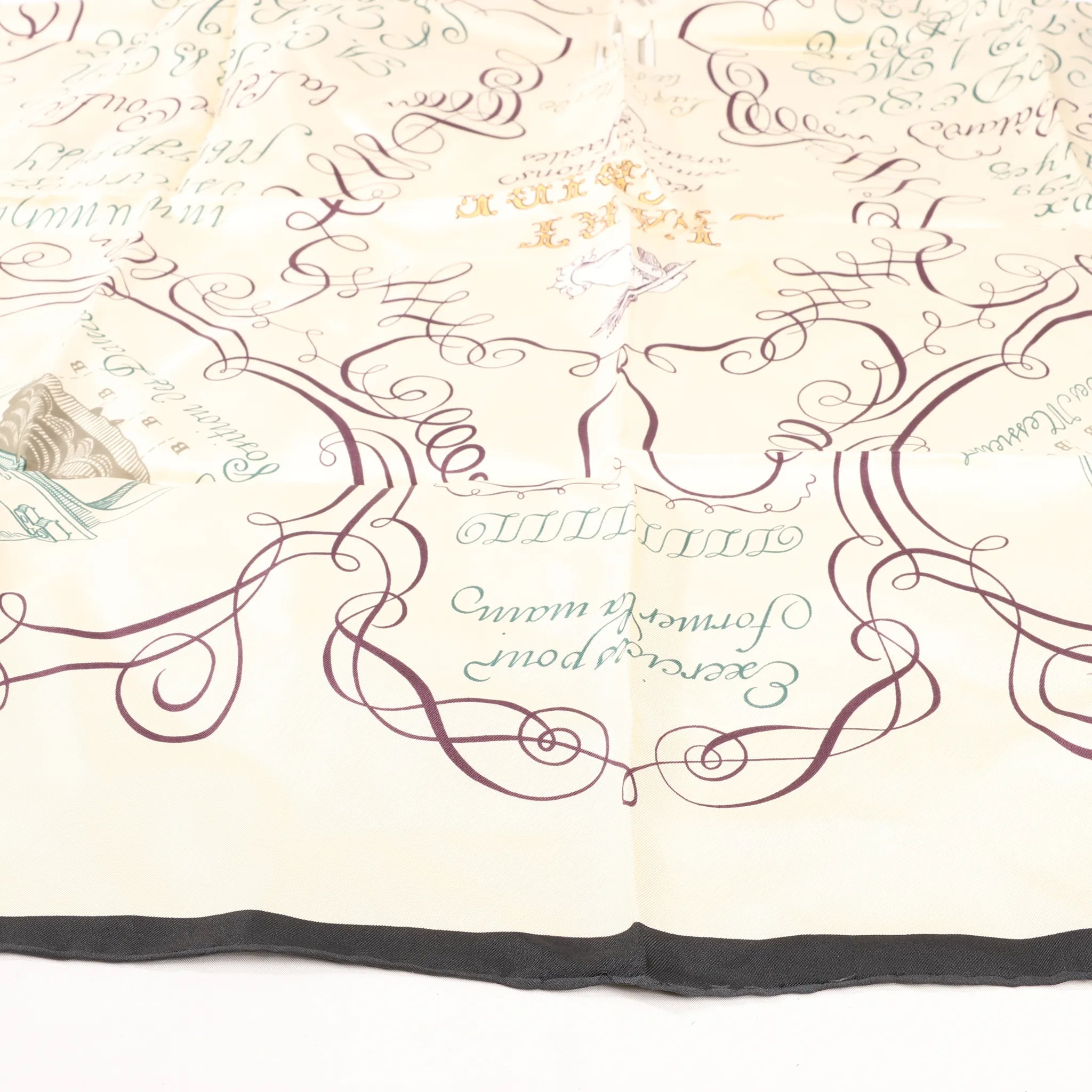 Hermès Carré 90 "L'ART D'ECRIRE" Silk handkerchief in Beige