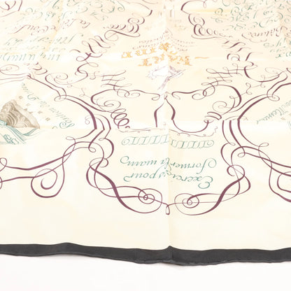 Hermès Carré 90 "L'ART D'ECRIRE" Silk handkerchief in Beige