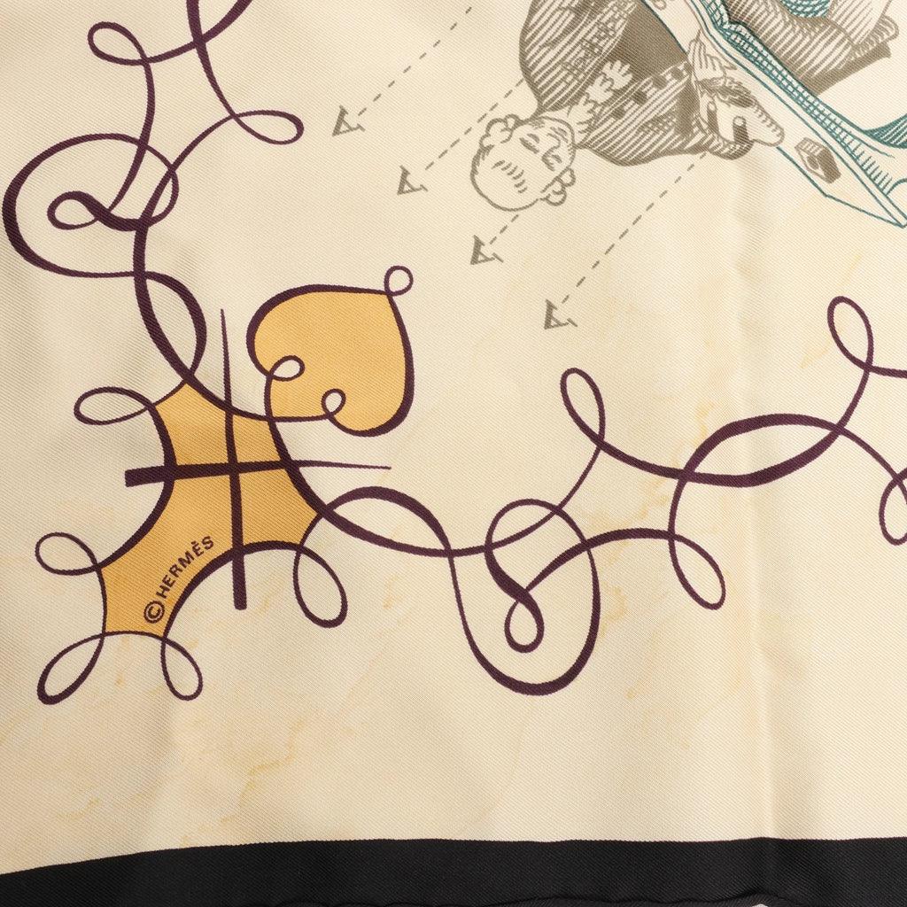 Hermès Carré 90 "L'ART D'ECRIRE" Silk handkerchief in Beige