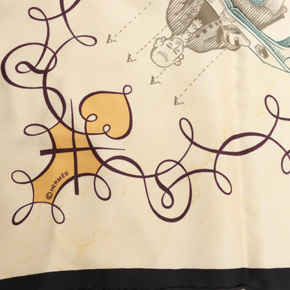 Hermès Carré 90 "L'ART D'ECRIRE" Silk handkerchief in Beige