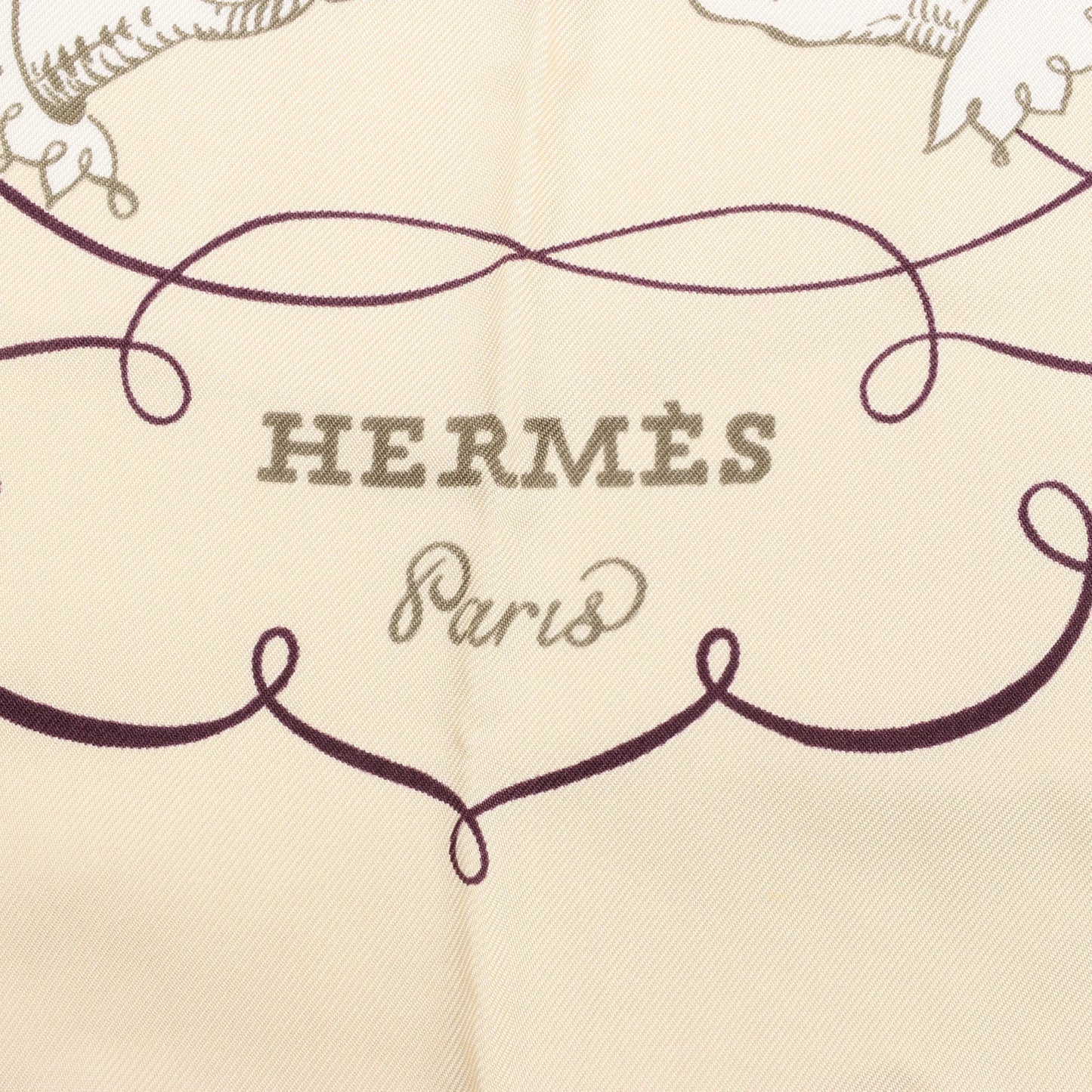 Hermès Carré 90 "L'ART D'ECRIRE" Silk handkerchief in Beige