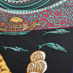 Hermès Carré 90 "L'ATLANTIDE" Silk handkerchief in Black x Gold