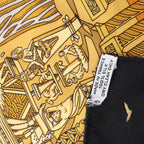 Hermès Carré 90 "L'ATLANTIDE" Silk handkerchief in Black x Gold