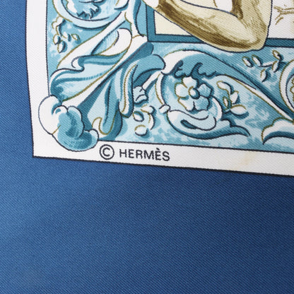 Hermès Carré 90 "L'hiver" Mouchoir en soie en Bleu