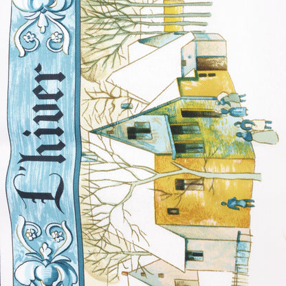 Hermès Carré 90 "L'hiver" Mouchoir en soie en Bleu