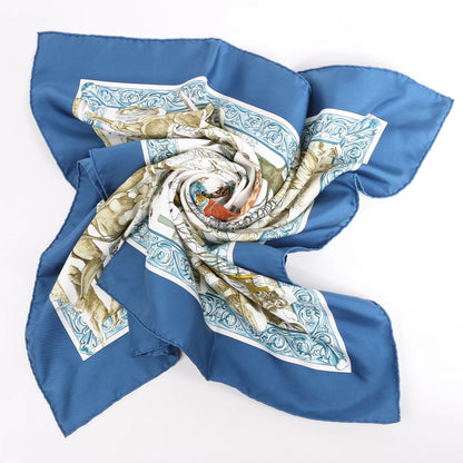 Hermès Carré 90 "L'hiver" Mouchoir en soie en Bleu