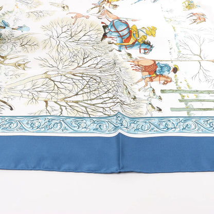 Hermès Carré 90 "L'hiver" Mouchoir en soie en Bleu