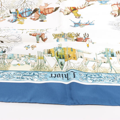 Hermès Carré 90 "L'hiver" Mouchoir en soie en Bleu