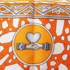 Hermès Carré 90 "La Danse des Amazones" Silk handkerchief in Orange