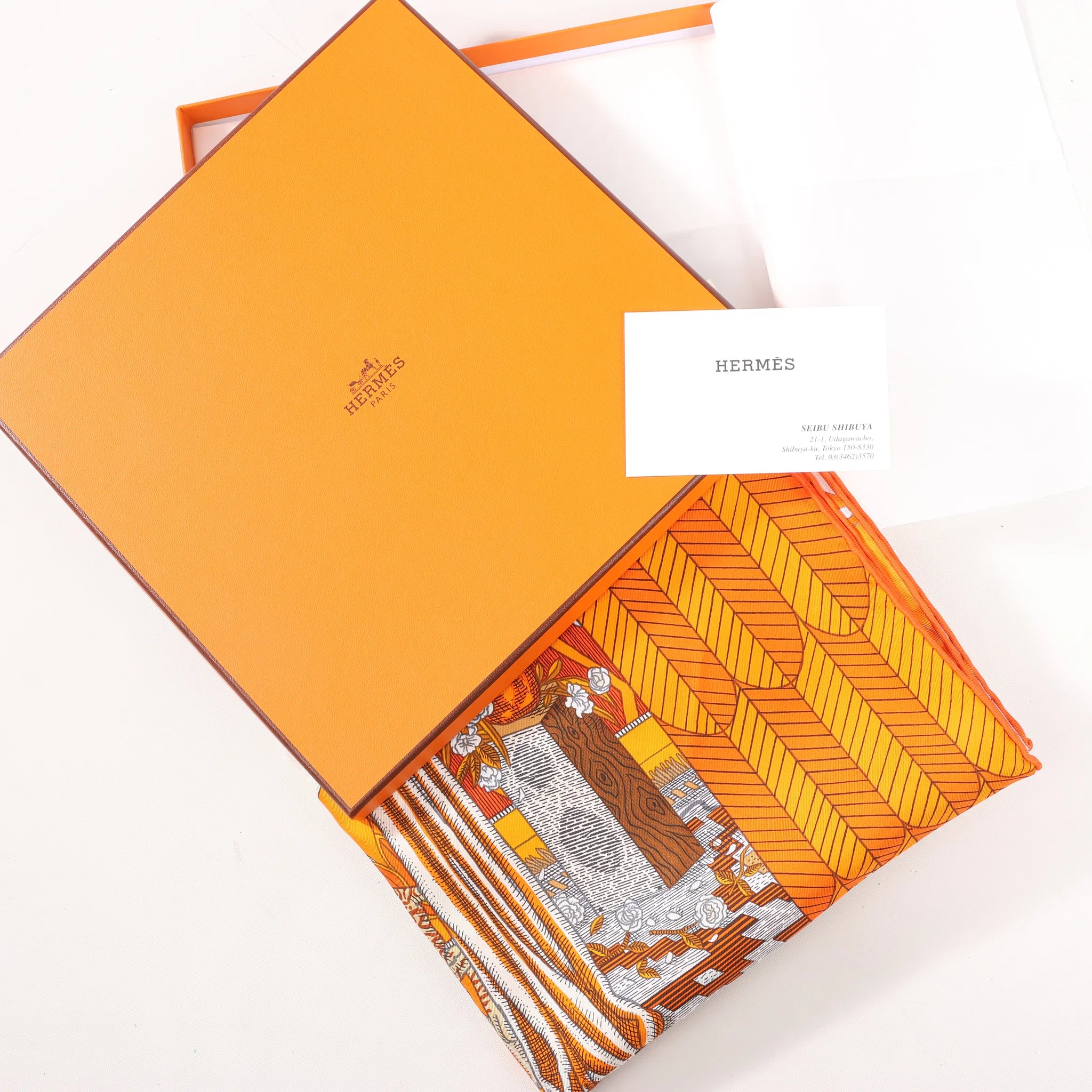 Hermès Carré 90 "La Danse des Amazones" Silk handkerchief in Orange