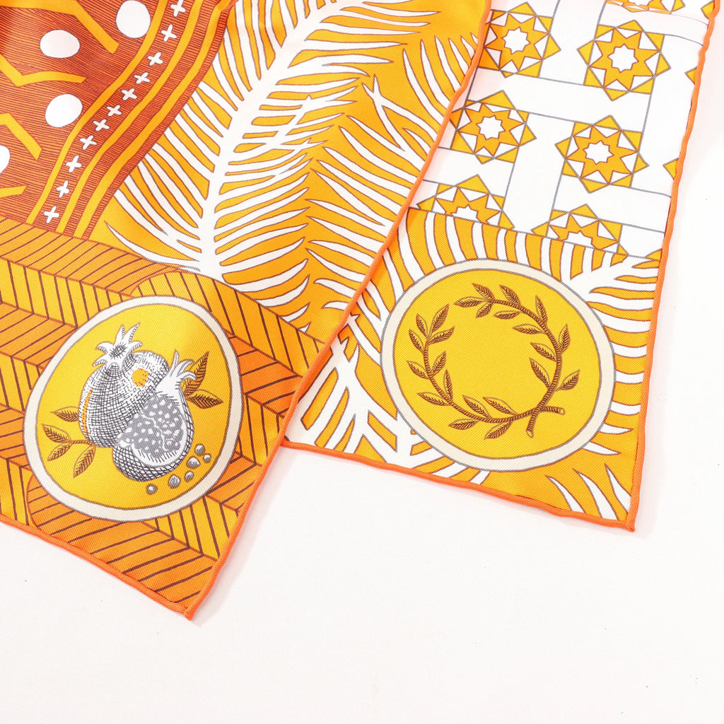 Hermès Carré 90 "La Danse des Amazones" Silk handkerchief in Orange