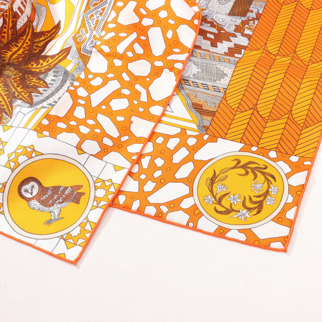 Hermès Carré 90 "La Danse des Amazones" Silk handkerchief in Orange