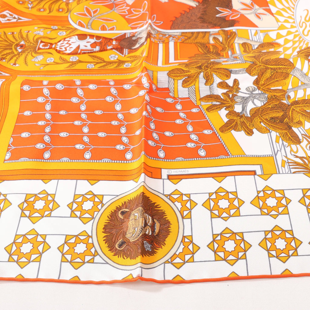 Hermès Carré 90 "La Danse des Amazones" Silk handkerchief in Orange