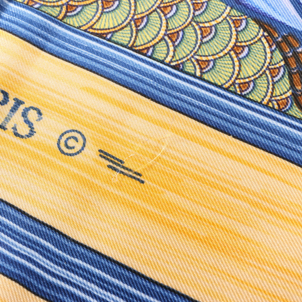 Hermès Carré 90 "La Mare aux Canards" Silk handkerchief in Yellow