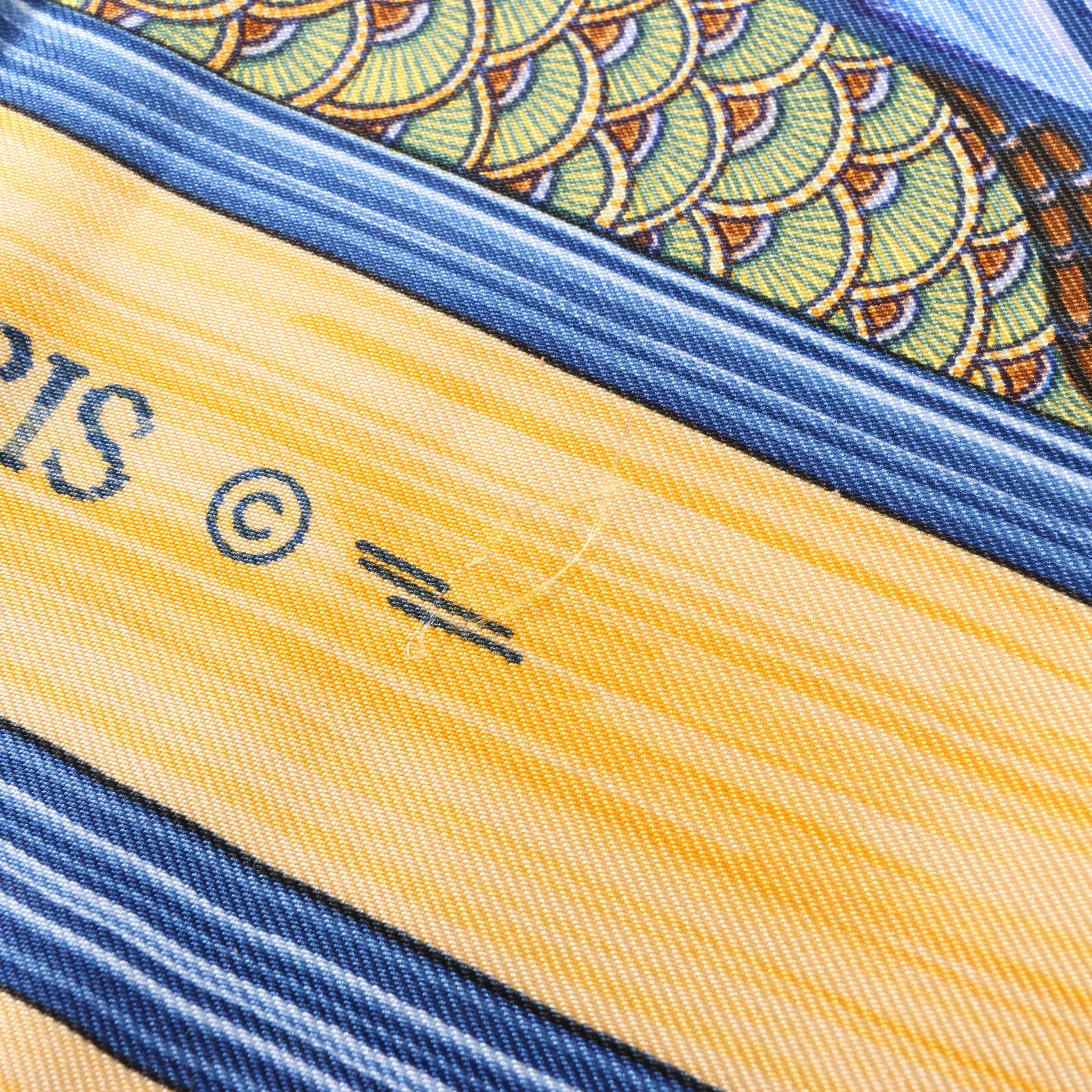 Hermès Carré 90 "La Mare aux Canards" Silk handkerchief in Yellow