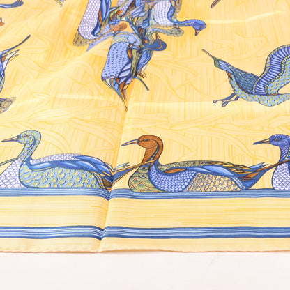 Hermès Carré 90 "La Mare aux Canards" Silk handkerchief in Yellow