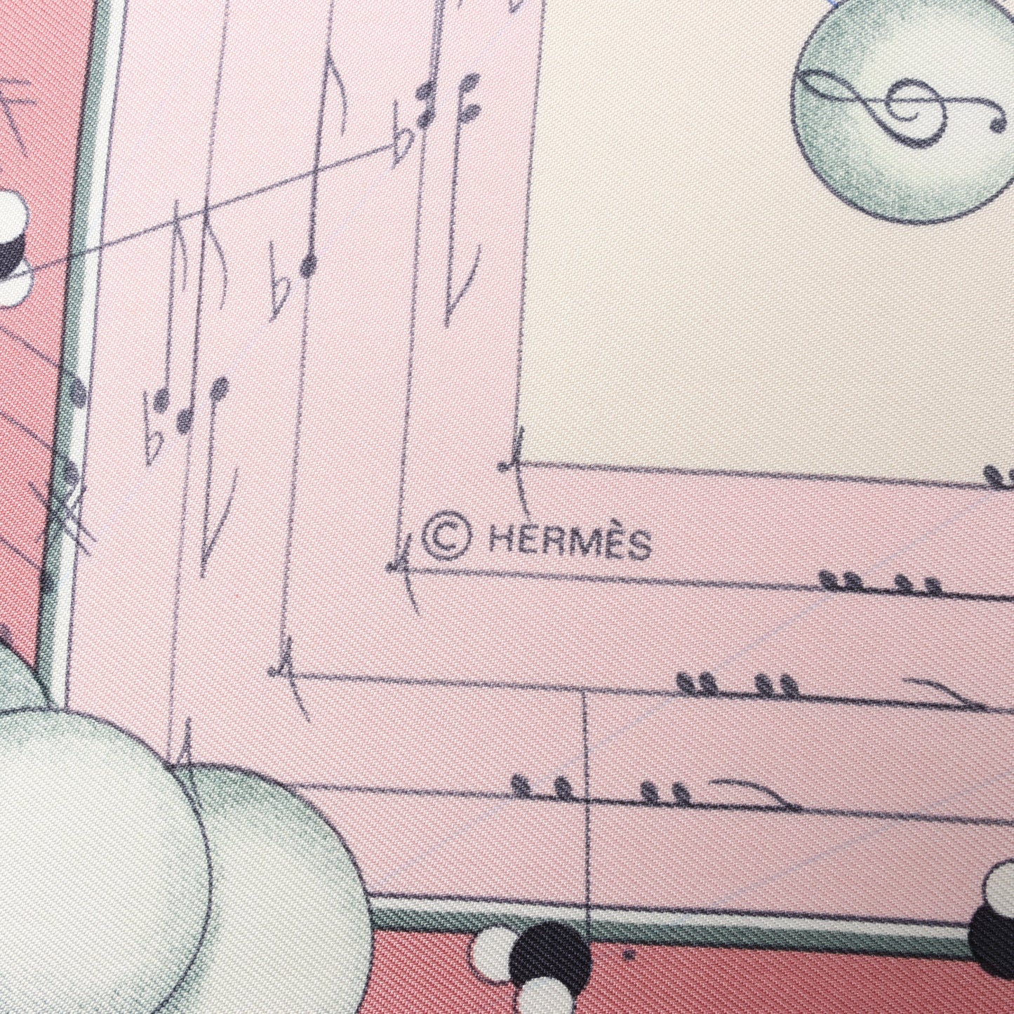 Hermès Carré 90 "La Musique Des Spheres" 100% Silk Scarf in Pink