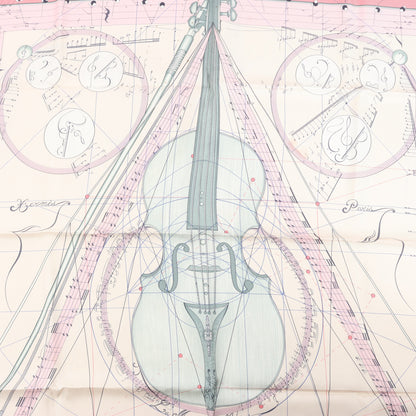 Hermès Carré 90 "La Musique Des Spheres" 100% Silk Scarf in Pink