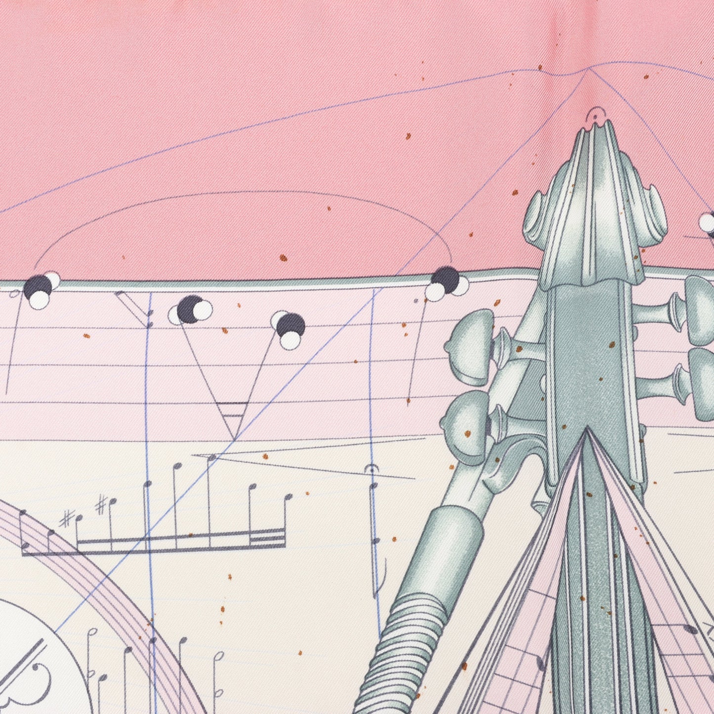 Hermès Carré 90 "La Musique Des Spheres" 100% Silk Scarf in Pink