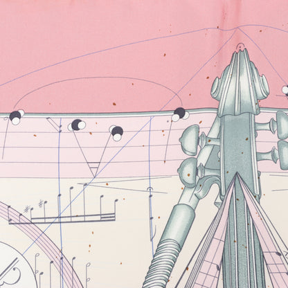 Hermès Carré 90 "La Musique Des Spheres" 100% Silk Scarf in Pink