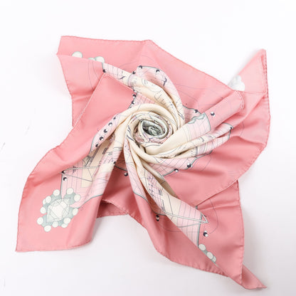 Hermès Carré 90 "La Musique Des Spheres" 100% Silk Scarf in Pink