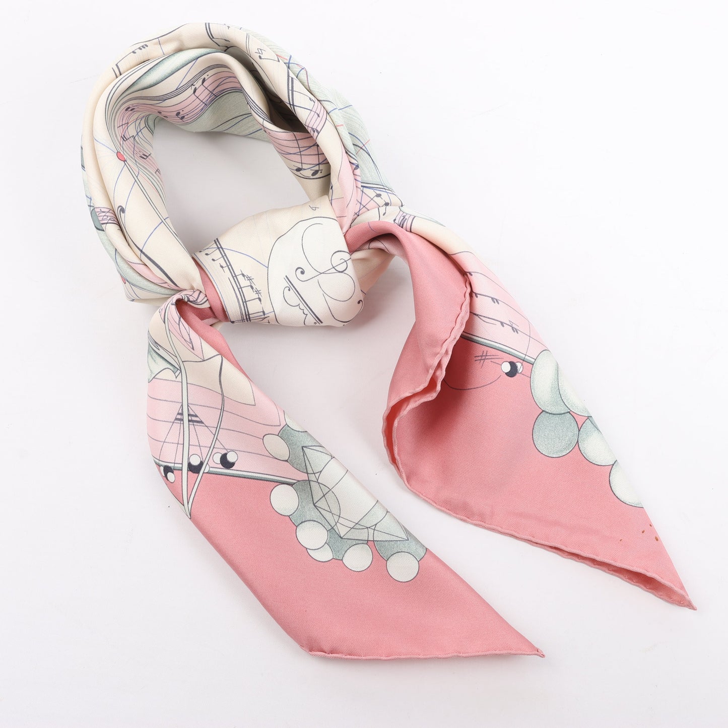 Hermès Carré 90 "La Musique Des Spheres" 100% Silk Scarf in Pink