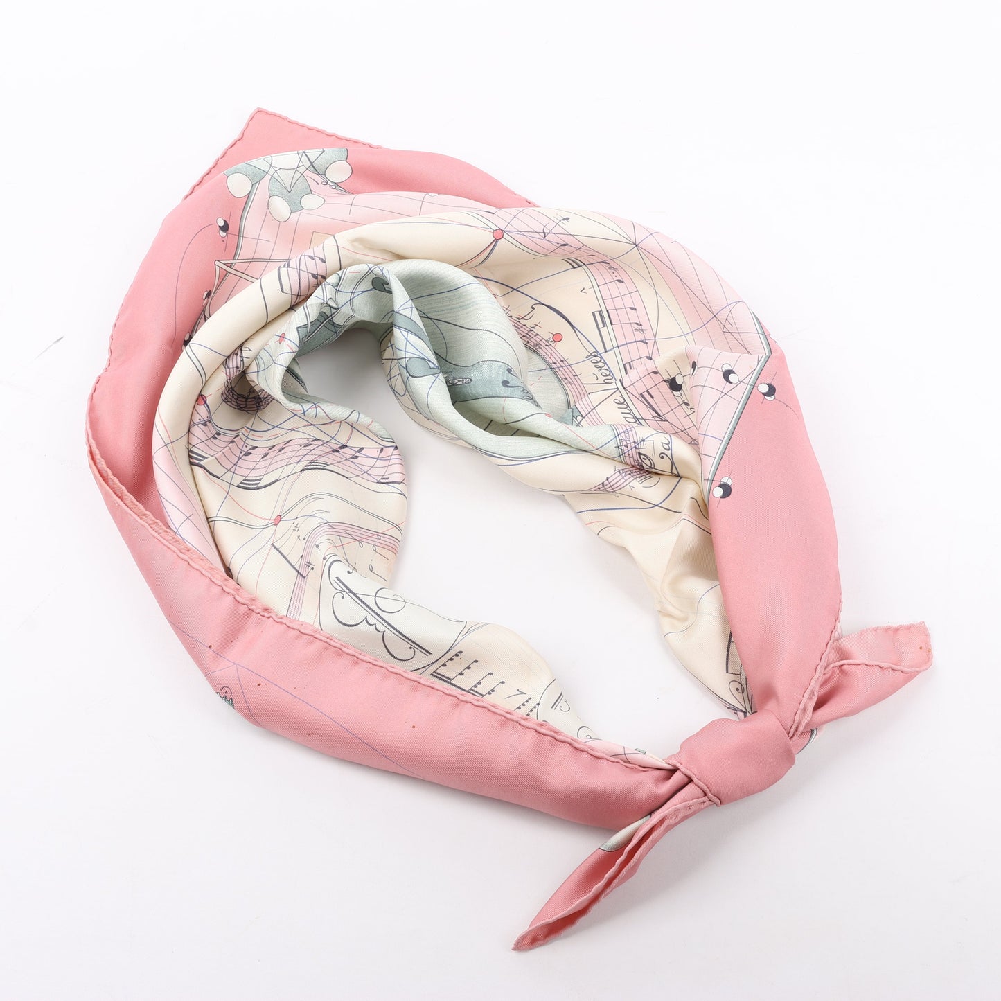 Hermès Carré 90 "La Musique Des Spheres" 100% Silk Scarf in Pink
