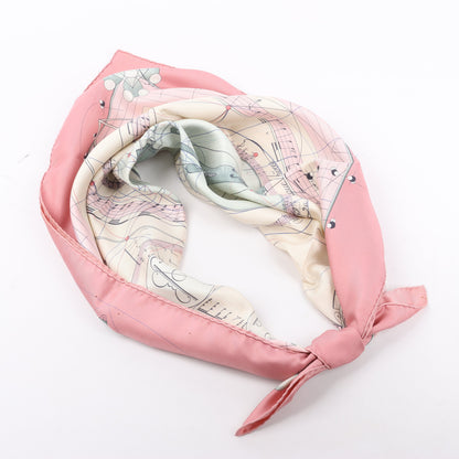 Hermès Carré 90 "La Musique Des Spheres" 100% Silk Scarf in Pink