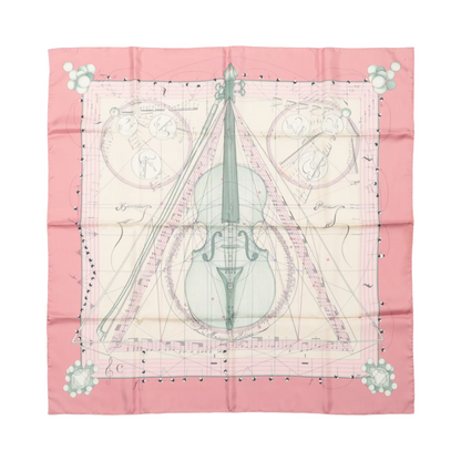 Hermès Carré 90 "La Musique Des Spheres" 100% Silk Scarf in Pink
