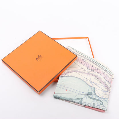 Hermès Carré 90 "La Musique Des Spheres" 100% Silk Scarf in Pink