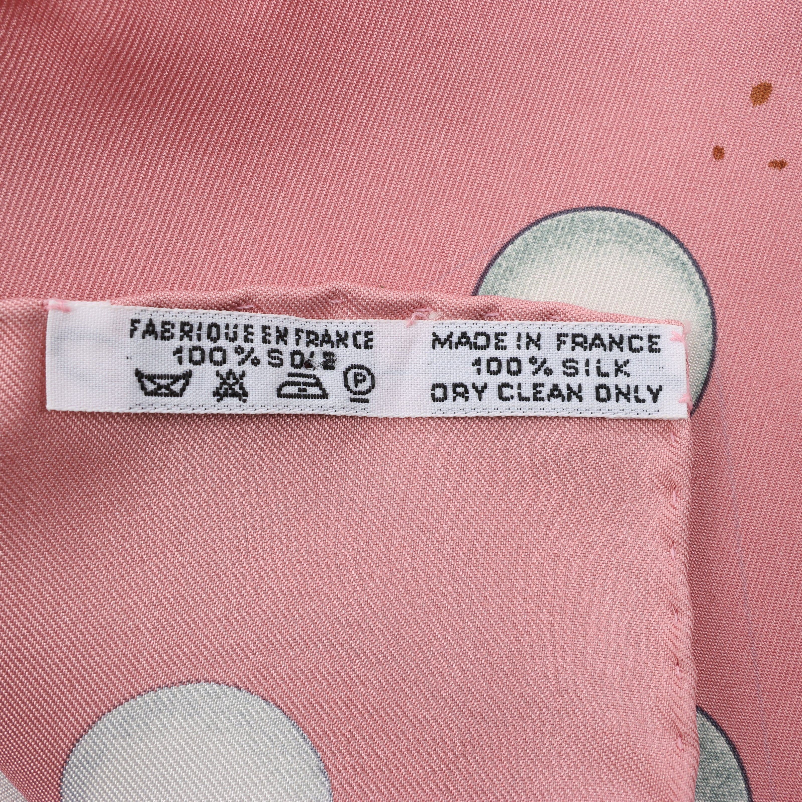 Hermès Carré 90 "La Musique Des Spheres" 100% Silk Scarf in Pink