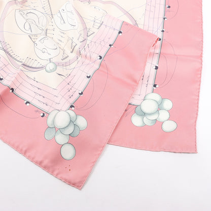 Hermès Carré 90 "La Musique Des Spheres" 100% Silk Scarf in Pink