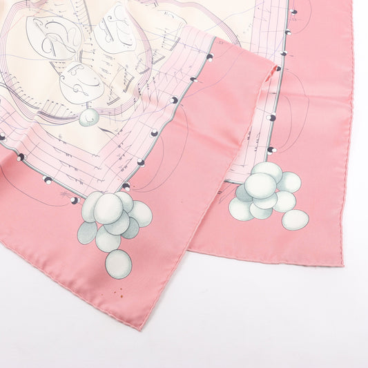 Hermès Carré 90 "La Musique Des Spheres" 100% Silk Scarf in Pink
