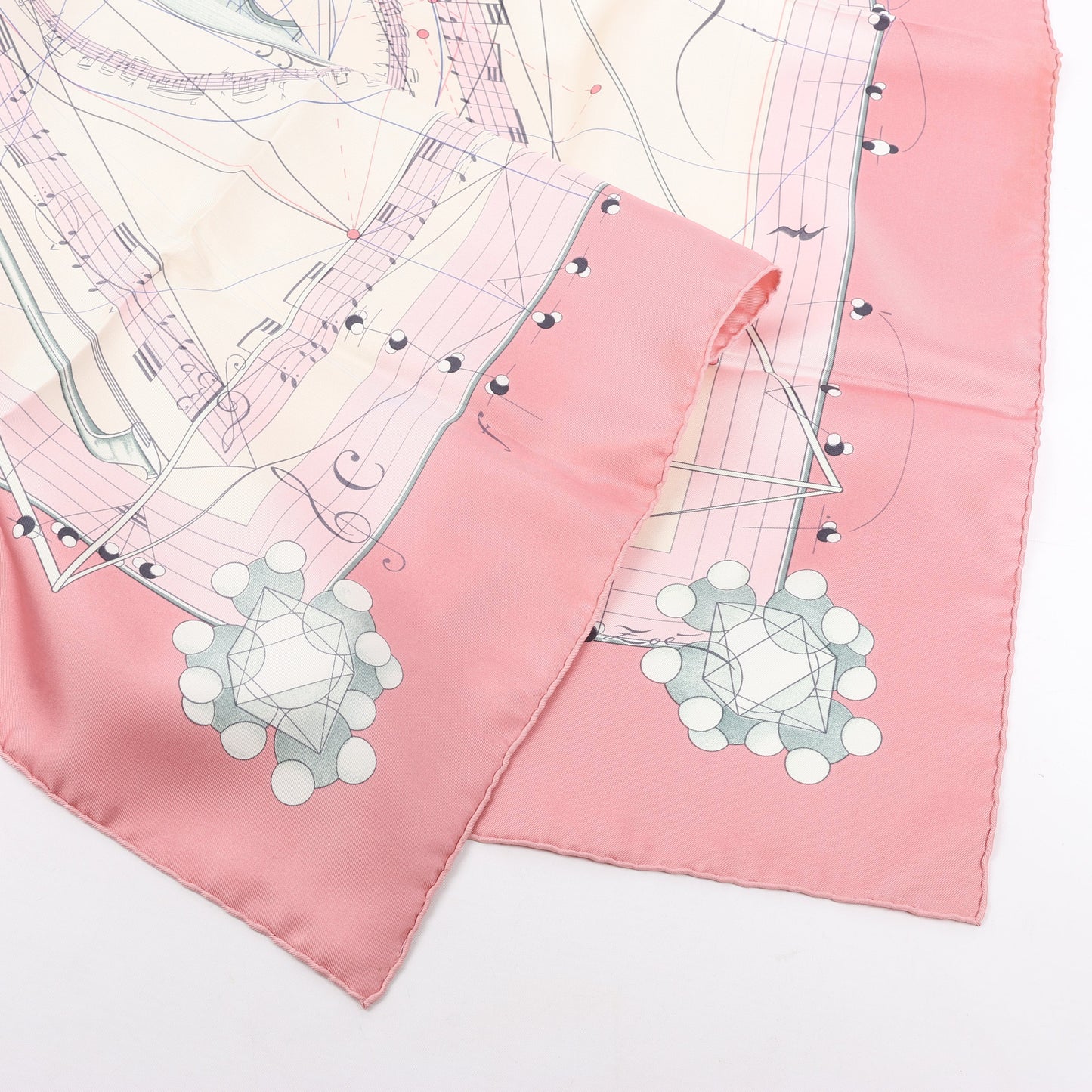Hermès Carré 90 "La Musique Des Spheres" 100% Silk Scarf in Pink