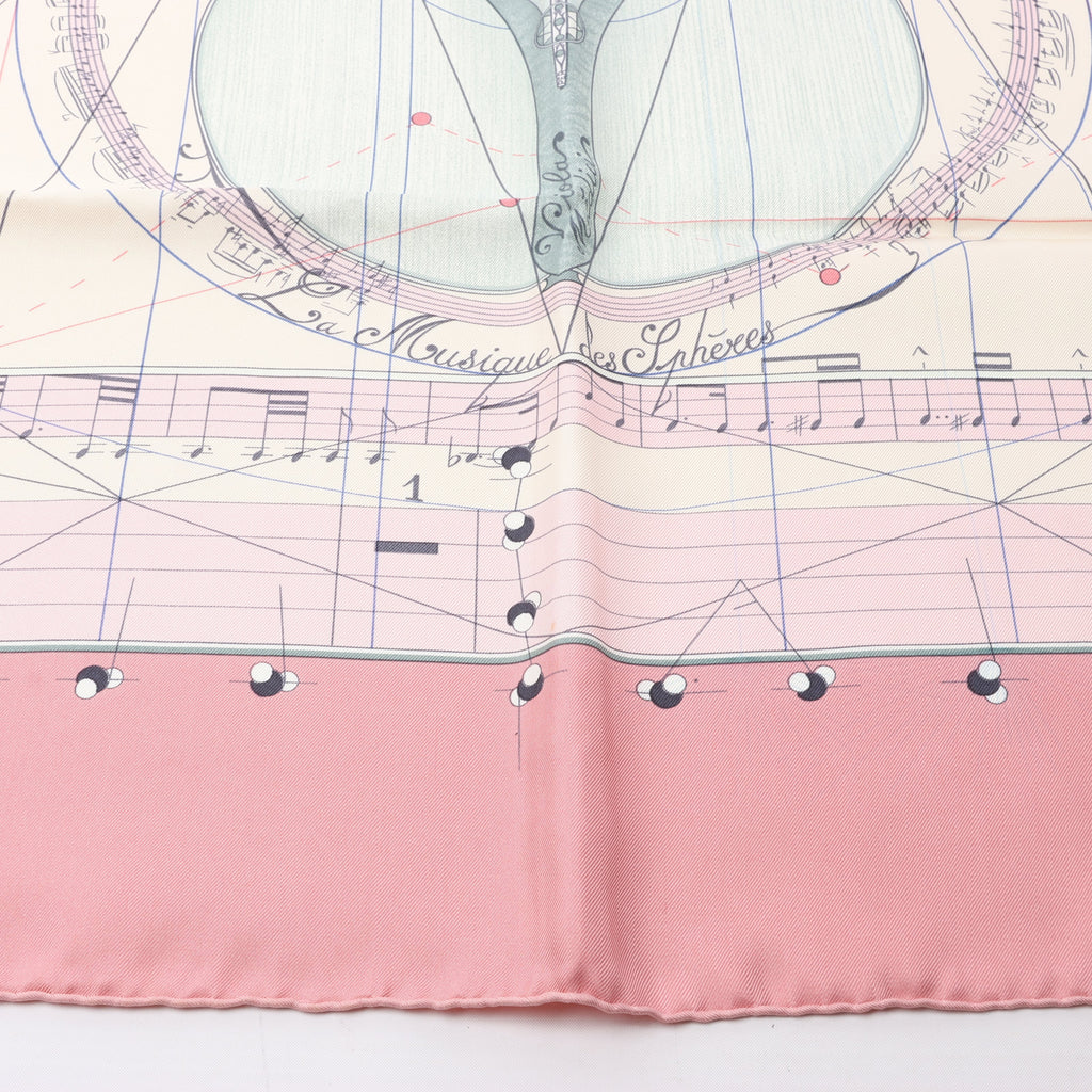 Hermès Carré 90 "La Musique Des Spheres" 100% Silk Scarf in Pink