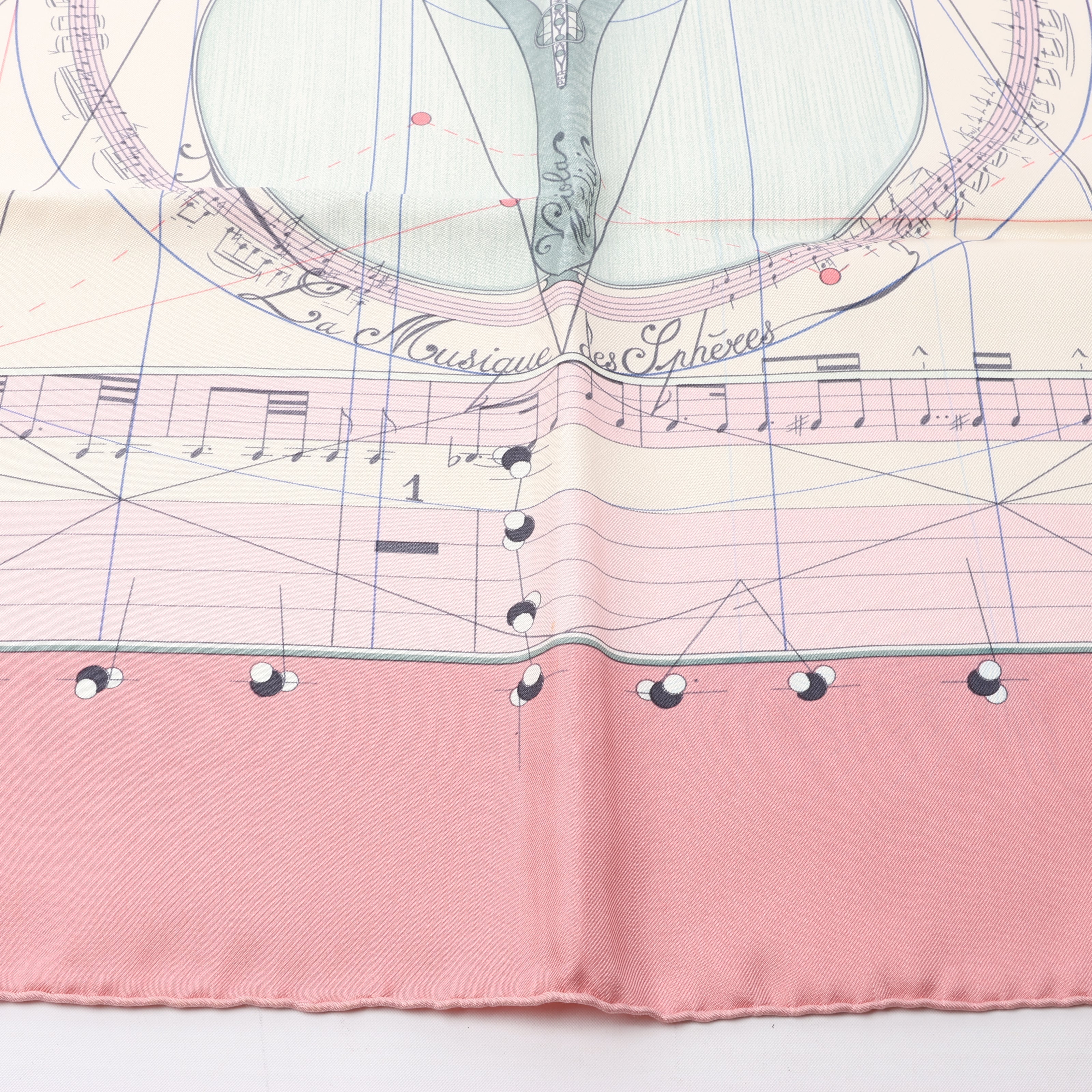 Hermès Carré 90 "La Musique Des Spheres" 100% Silk Scarf in Pink