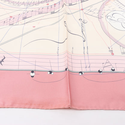 Hermès Carré 90 „La Musique Des Spheres“ Schal aus 100 % Seide in Rosa