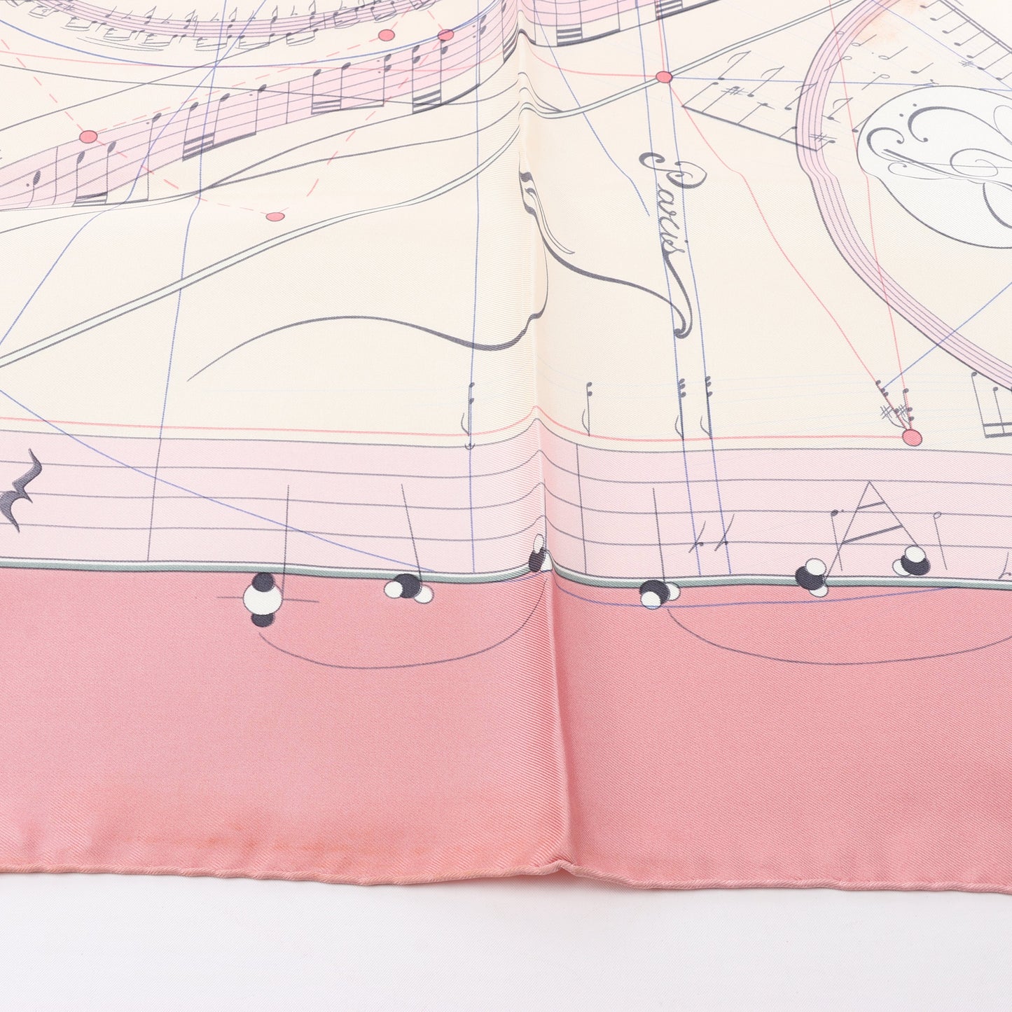 Hermès Carré 90 "La Musique Des Spheres" 100% Silk Scarf in Pink